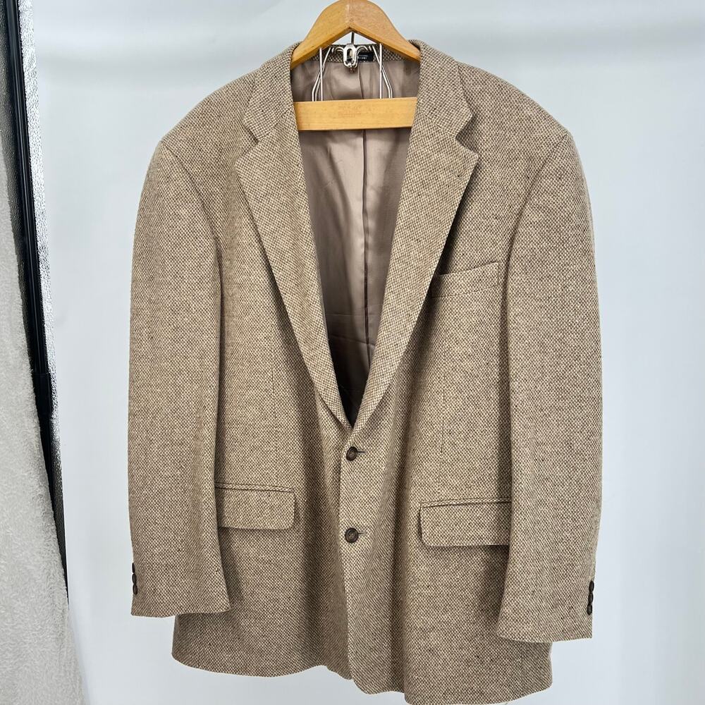 IRVINE PARK 100% Shetland Wool Tweed Blazer Sport Coat Jacket 52L  Professor